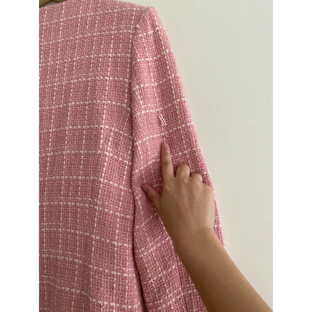 FAVORITE DAUGHTER Pink Tweed Long Sleeve Mini Dress Size 8 - Picture 8 of 8